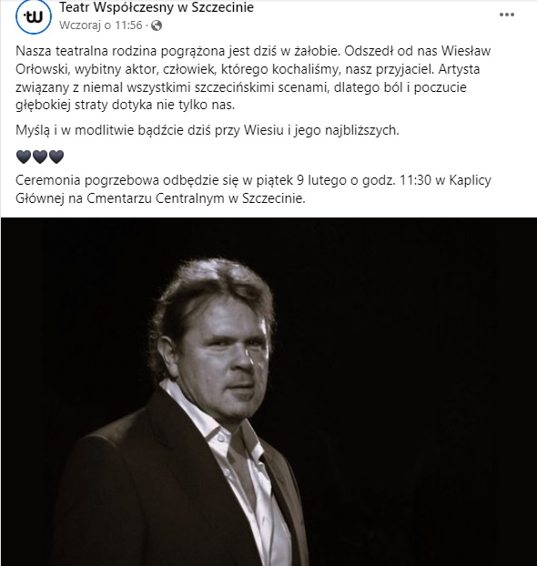 Teatr Współczesny żegna Wiesława Orłowskiego