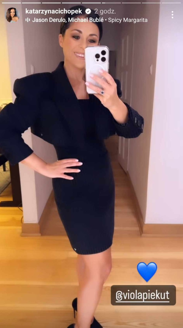 Katarzyna Cichopek w czarnej sukience od Violi Piekut