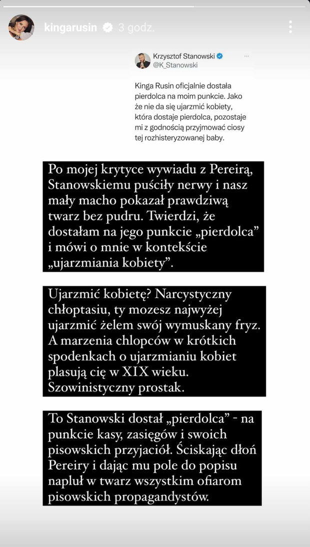 Kinga Rusin odpowiada Stanowskiemu