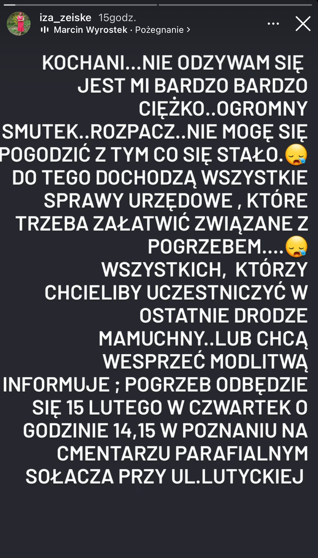 Mama Izabeli Zeiske data pogrzebu