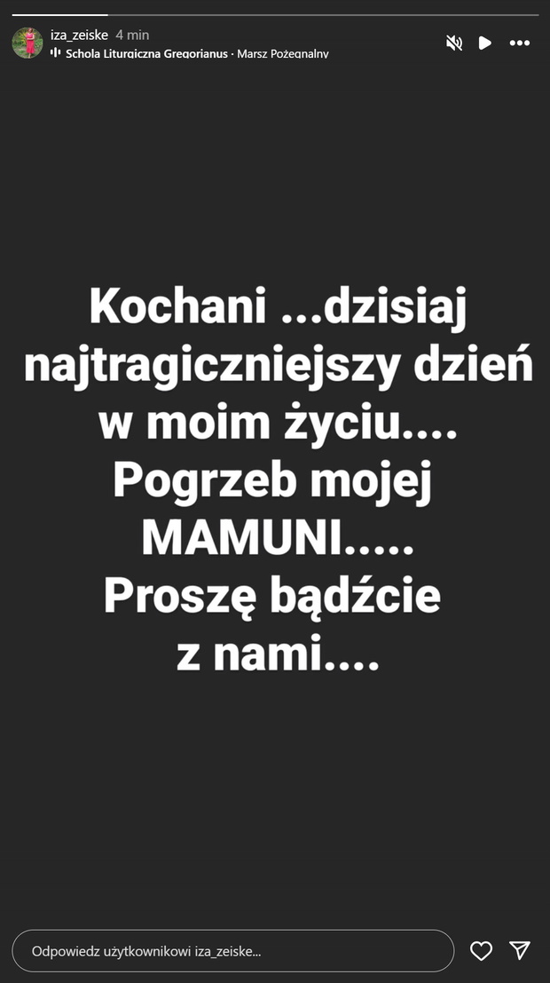 Iza Zeiske pożegnała mamę