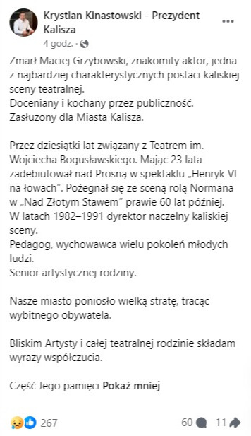 Nie żyje Maciej Grzybowski