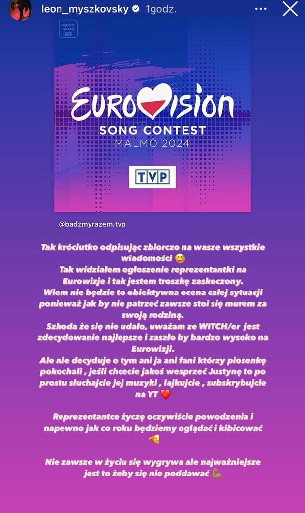 Syn Justyny Steczkowskiej komentuje wyniki preselekcji