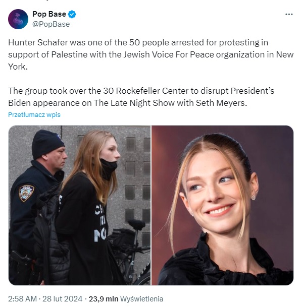 Hunter Schafer aresztowana