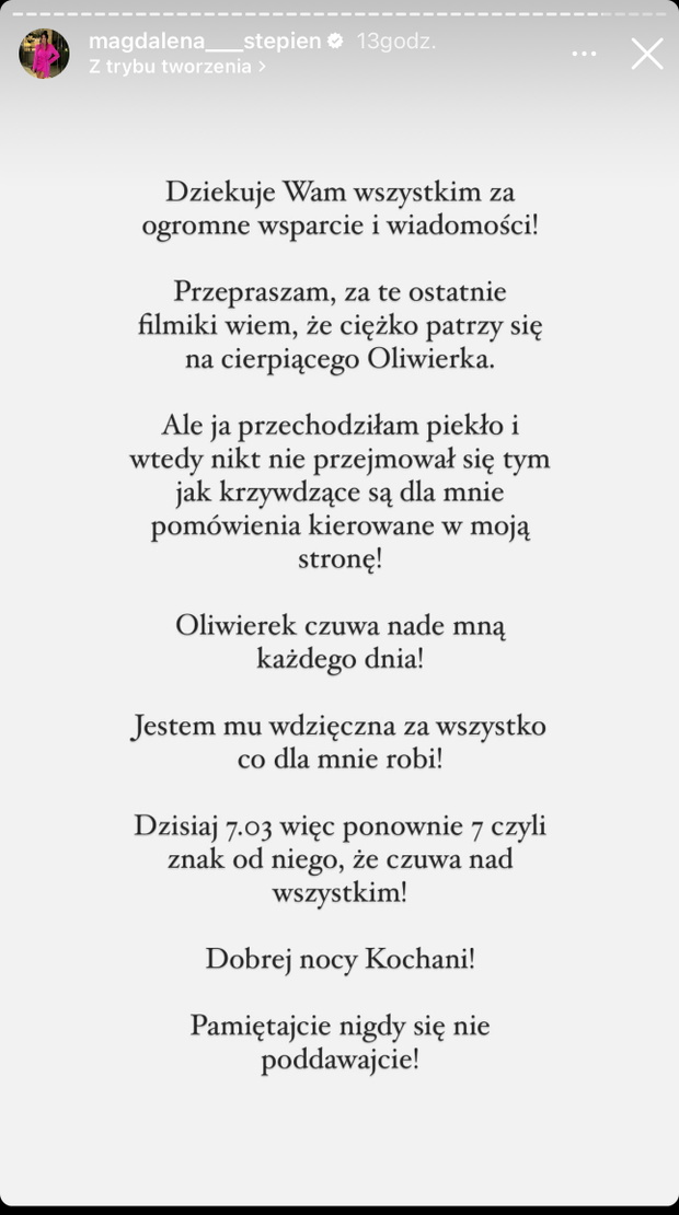 Magdalena Stępień o synku