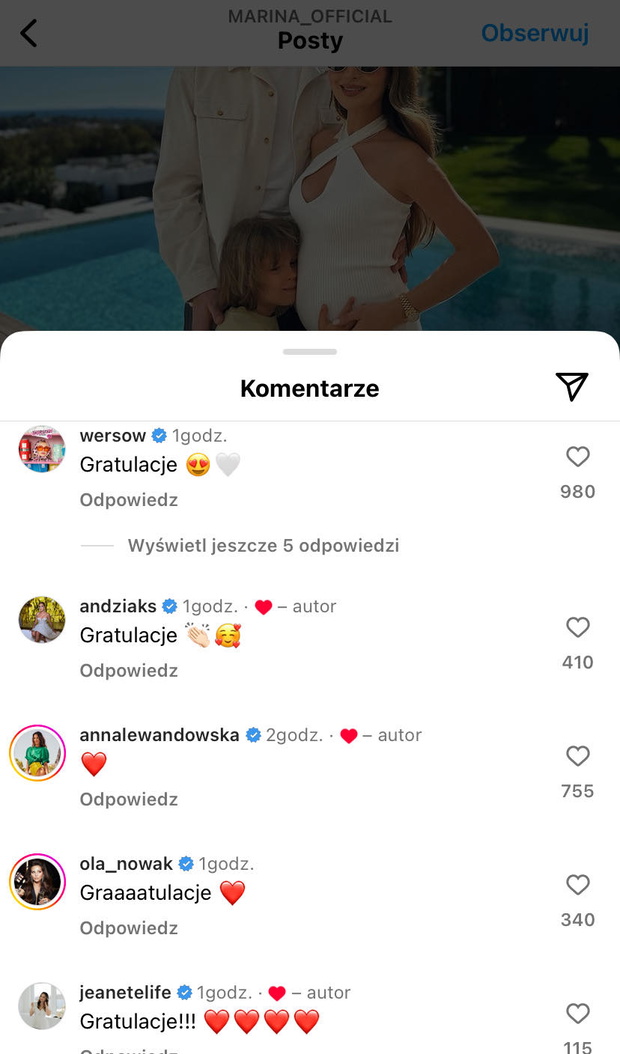 Gwiazdy gratulują Marinie