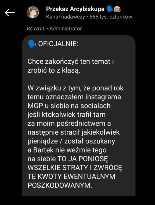 Budda wydał oświadczenie