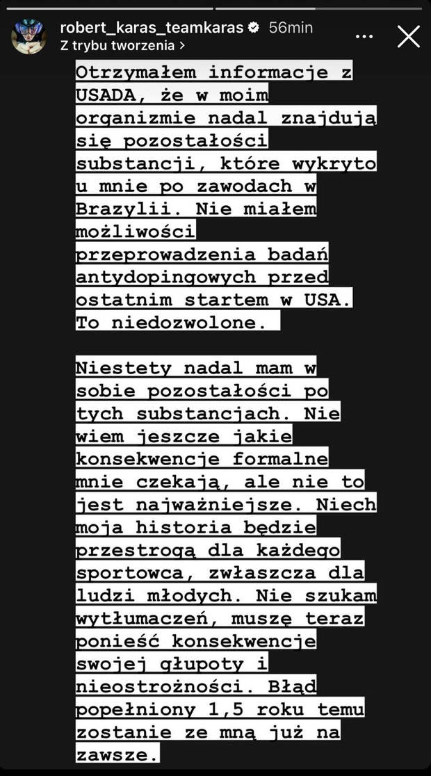 Oświadczenie Roberta Karasia
