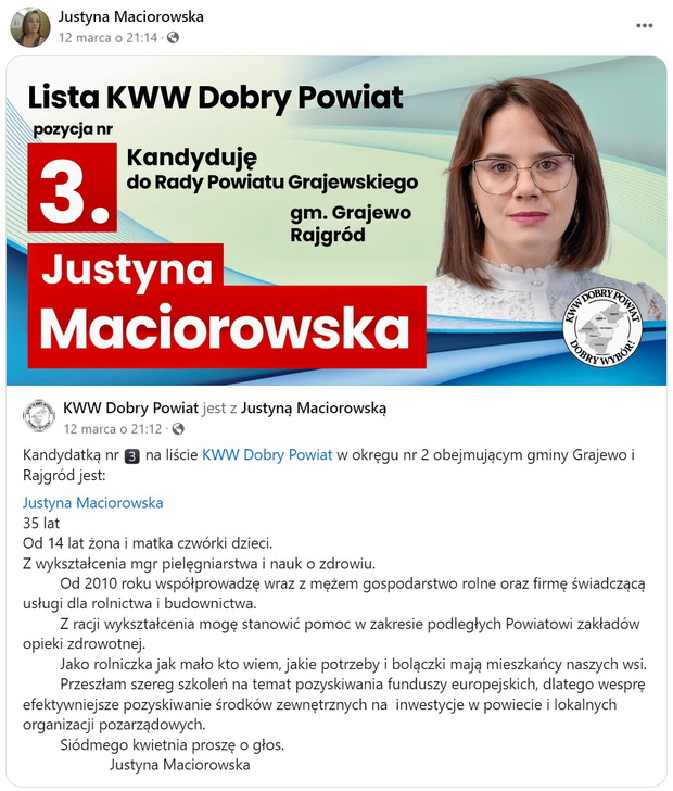 Justyna z Rolników Podlasie kandyduje na radną