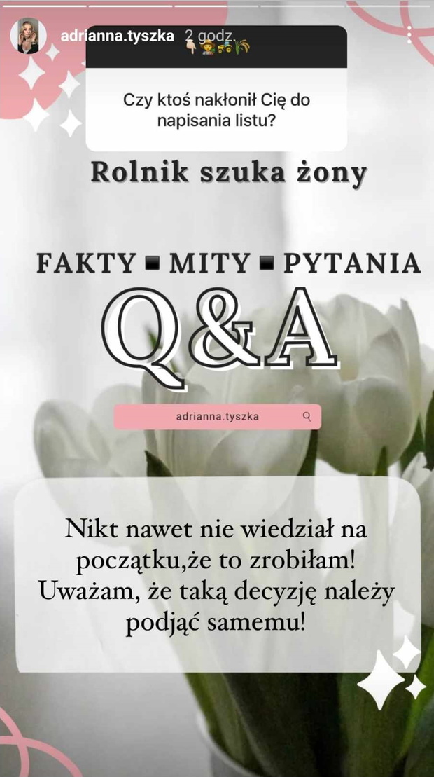 Adrianna Rolnik szuka żony wieści