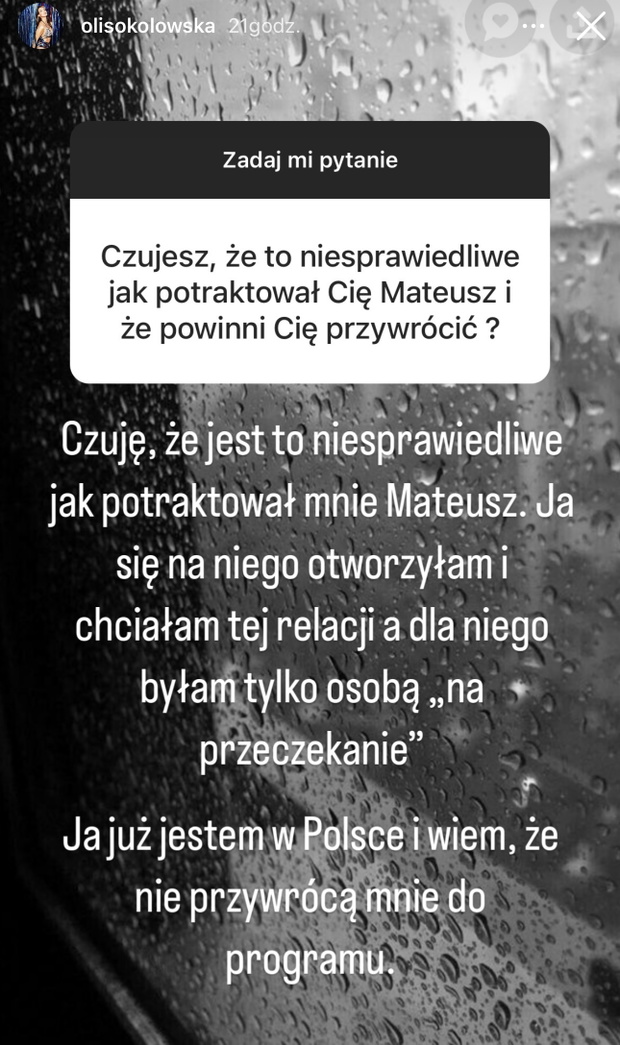Oliwia z LI komentuje Nicole i Mateigo