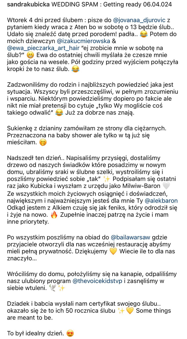 Sandra Kubicka pokazała kulisy ślubu