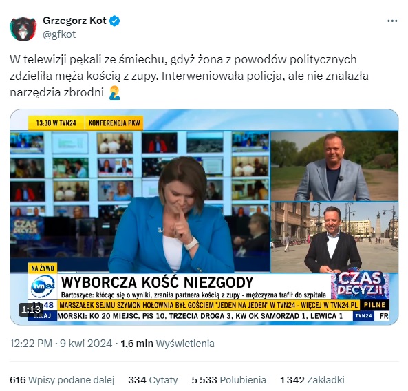 Wpadka dziennikarki na antenie TVN24
