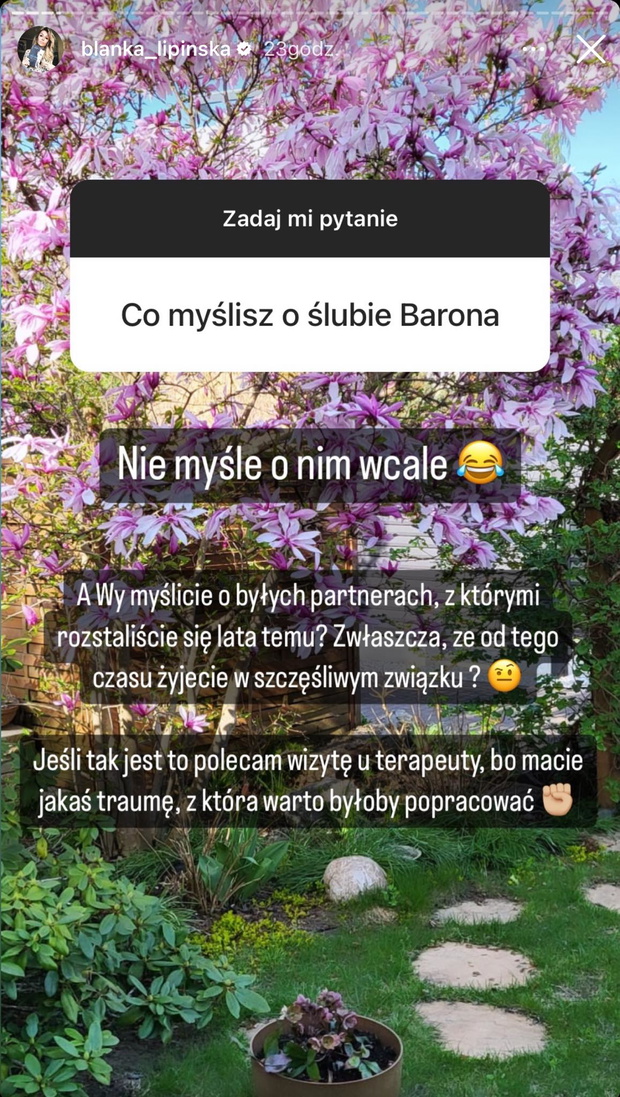 Blanka Lipińska o ślubie Sandry Kubickiej i Barona