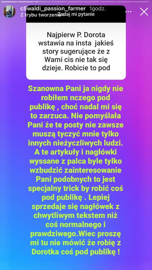 Waldemar z Rolnik szuka żony odpowiedział na pytania o Dorotę