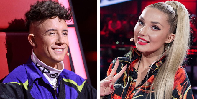 Dawid Kwiatkowski i Cleo na planie "The Voice Kids"
