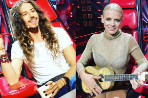 Michał Szpak i Maria Sadowska na planie The Voice of Poland