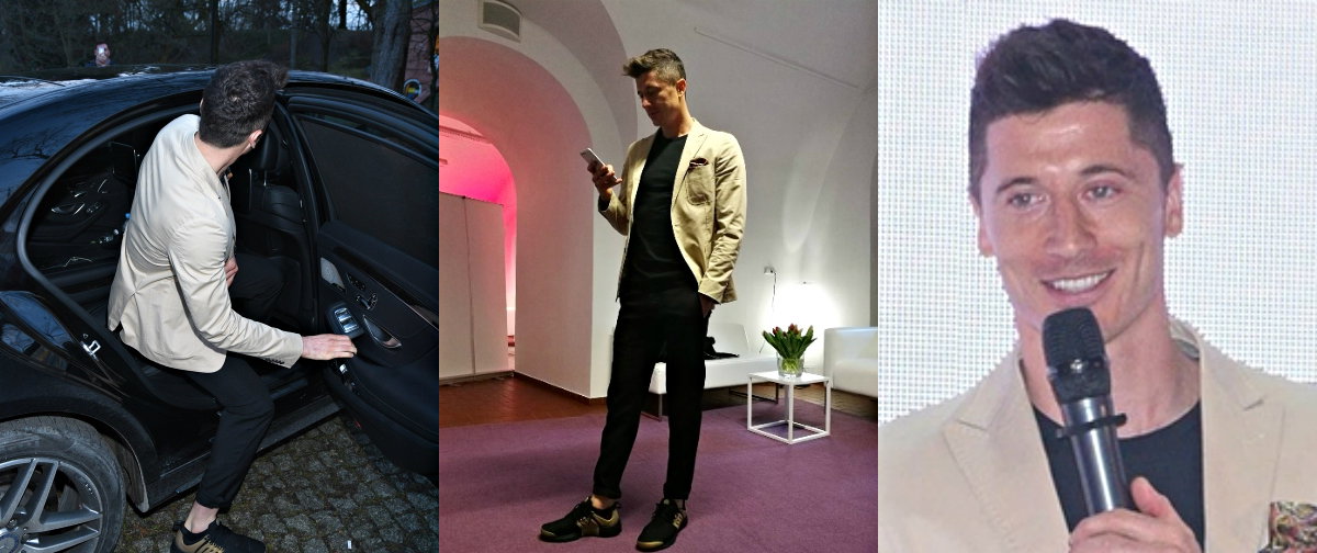 Robert Lewandowski na prezentacji nowego telefonu