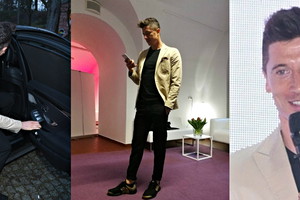 Robert Lewandowski na prezentacji nowego telefonu