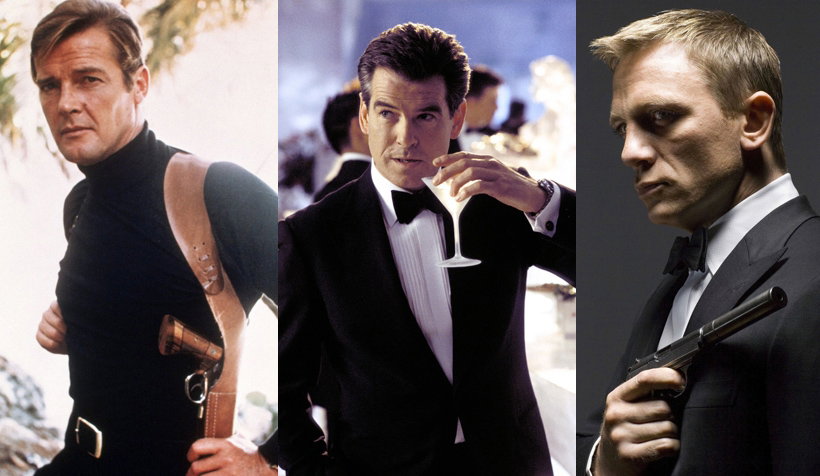 Roger Moore, Pierce Brosnan i Danel Craige