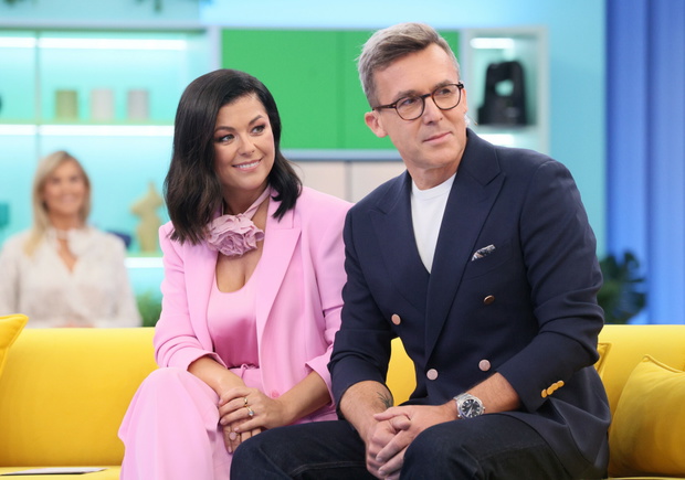 Katarzyna Cichopek i Maciej Kurzajewski na śniadaniu praowym promującym Halo tu Polsat