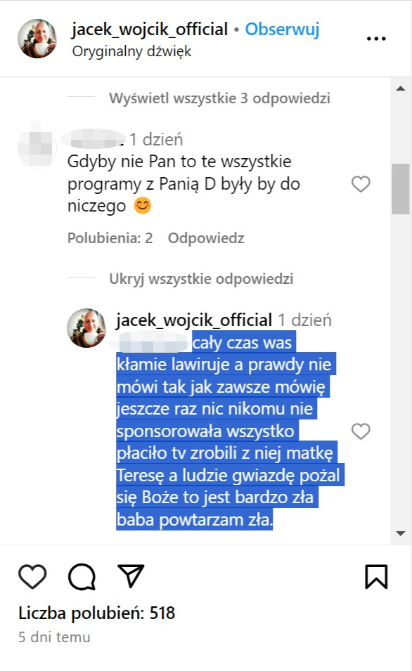 Jacek Wójcik o Dagmarze Kaźmierskiej