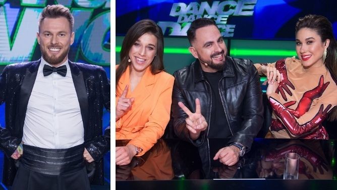 Paweł Cieślak w białej koszuli i ciemnej marynarce, jury "Dance Dance Dance"