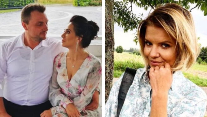 Grzesiek z piątej edycji "Rolnik szuka żony" z narzeczoną, Marta Manowska na planie programu