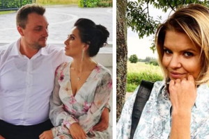 Grzesiek z piątej edycji "Rolnik szuka żony" z narzeczoną, Marta Manowska na planie programu