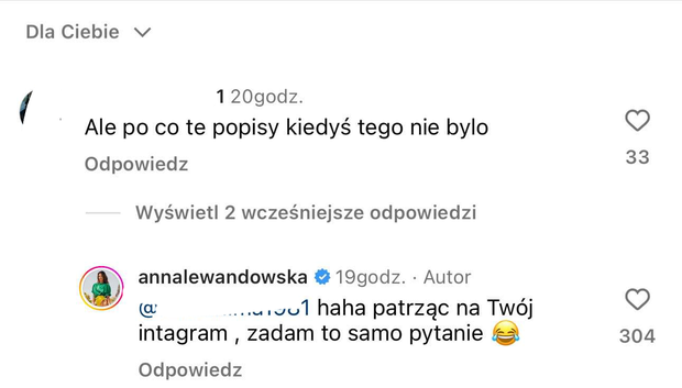 Ania Lewandowska odgryza się hejterowi