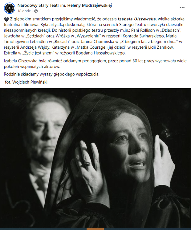 Nie żyje Izabela Olszewska