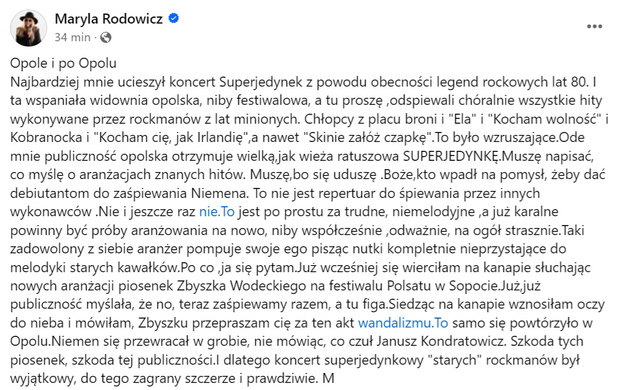 Maryla Rodowicz miażdży Opole