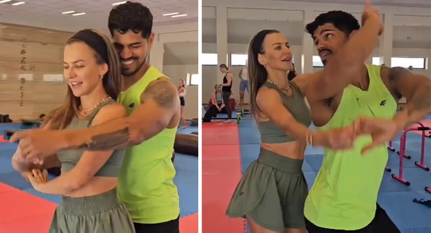 Anna Lewandowska tańczy z trenerem