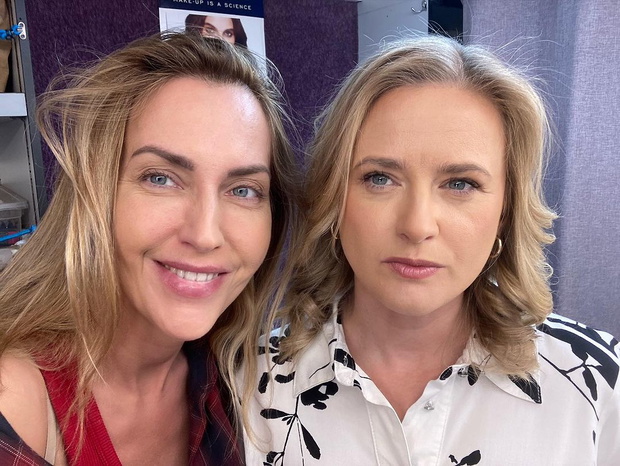 Magdalena Waligórska i Marta Chodorowska na planie M jak miłość
