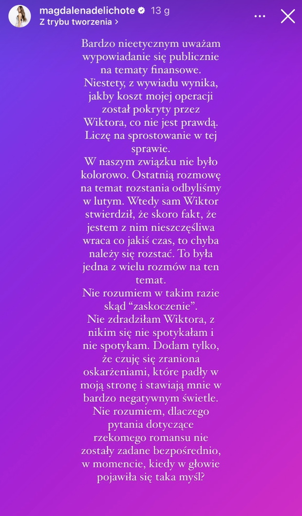 Magda Wiktor Love Island oświadczenie