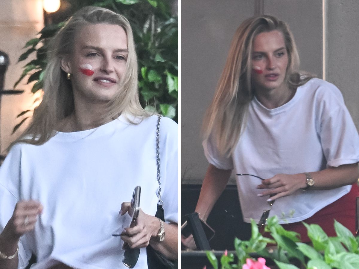 Karolina Pisarek kibicowała w czerwonej mini. Modelka odsłoniła brzuszek