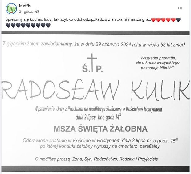 Nie żyje Radosław Kulik
