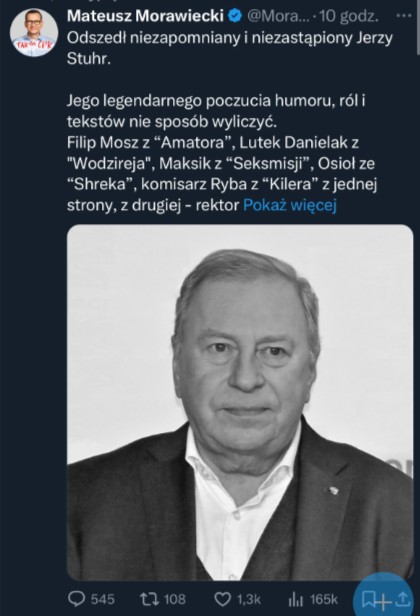 Jerzy Stuhr - wpis u Morawieckiego