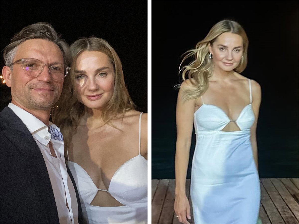 Małgorzata Socha w białej sukience na ślubie