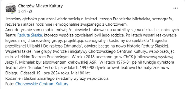 Ojciec Borysa Szyca nie żyje