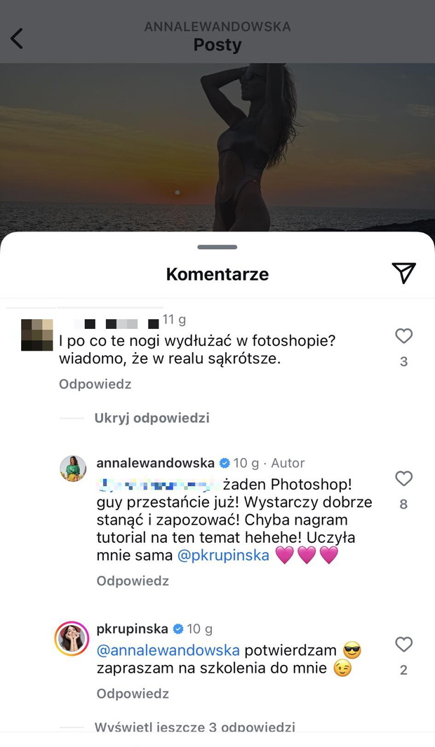 Anna Lewandowska odpowiada internaucie
