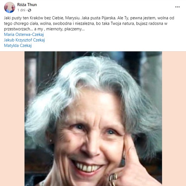 Nie żyje Maria Osterwa-Czekaj