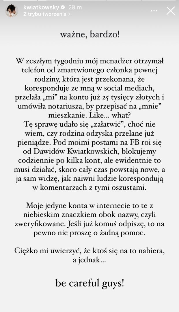 Oświadczenie Kwiatkowski Dawid