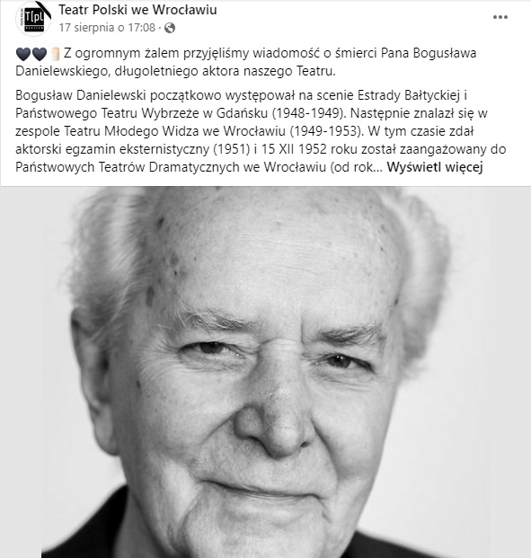 Nie żyje Bogusław Danielewski