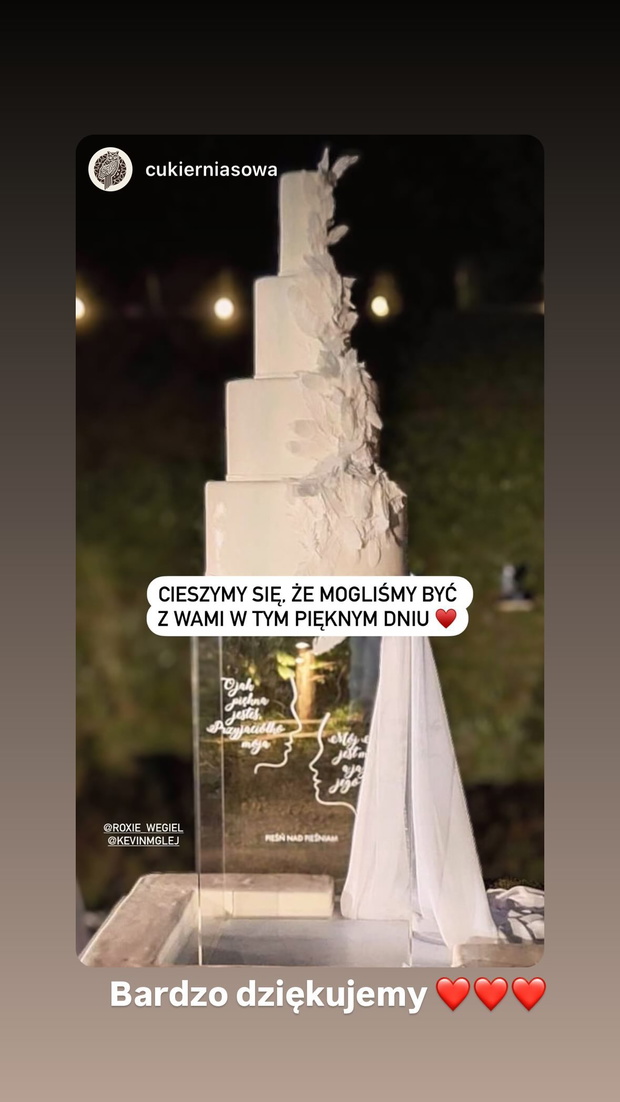 Szczegół przy torcie weselnym Roksany Węgiel