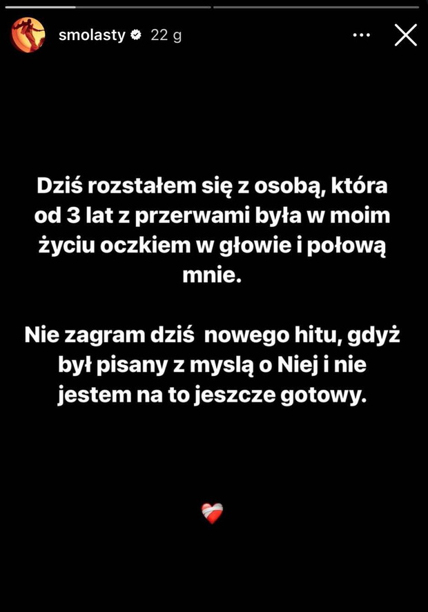 Smolasty ogłosił rozstanie