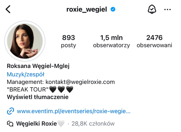 Roxie Węgiel zmieniła nazwisko