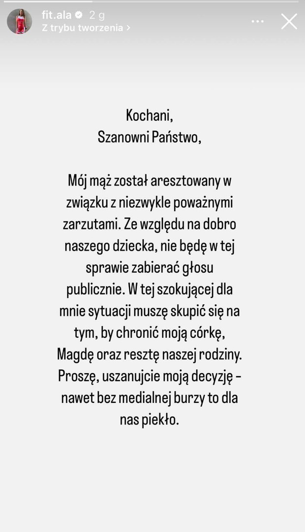 Znany dziennikarz został zatrzymany przez policję, jego żona wydała oświadczenie