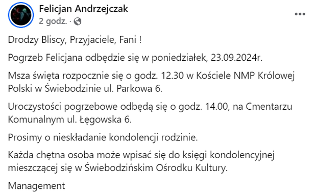 Pogrzeb Felicjana Andrzejczaka