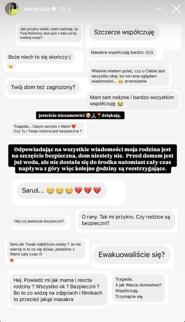 Sara z Love Island o powodzi